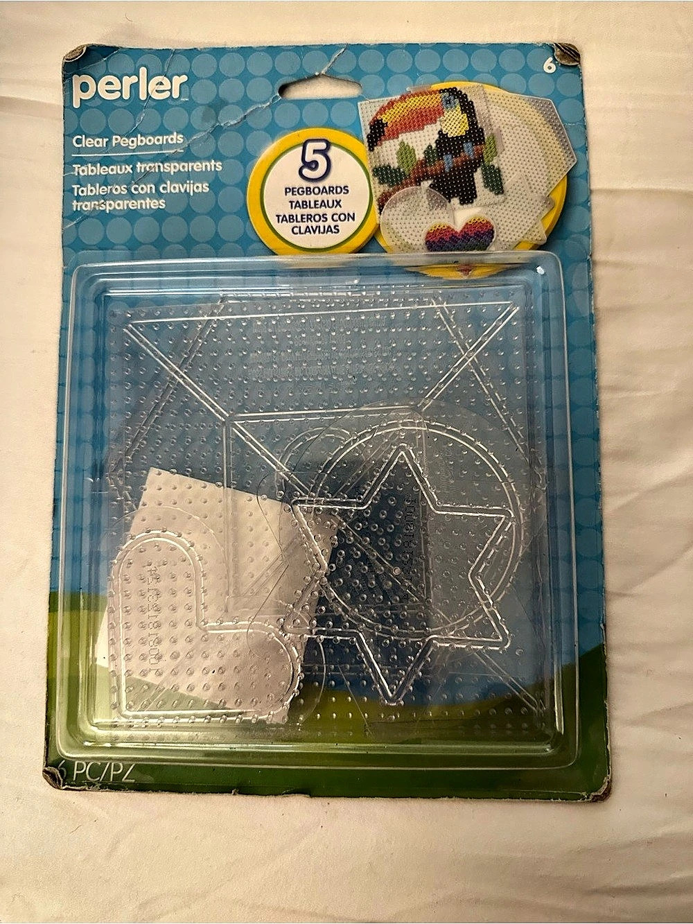 Perler 5 Pegboards Clear Pegboards Craft Set NWT